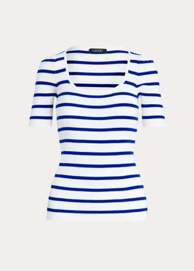 Top Ralph Lauren Striped Puff-Sleeve Mulher 72814-BWKA